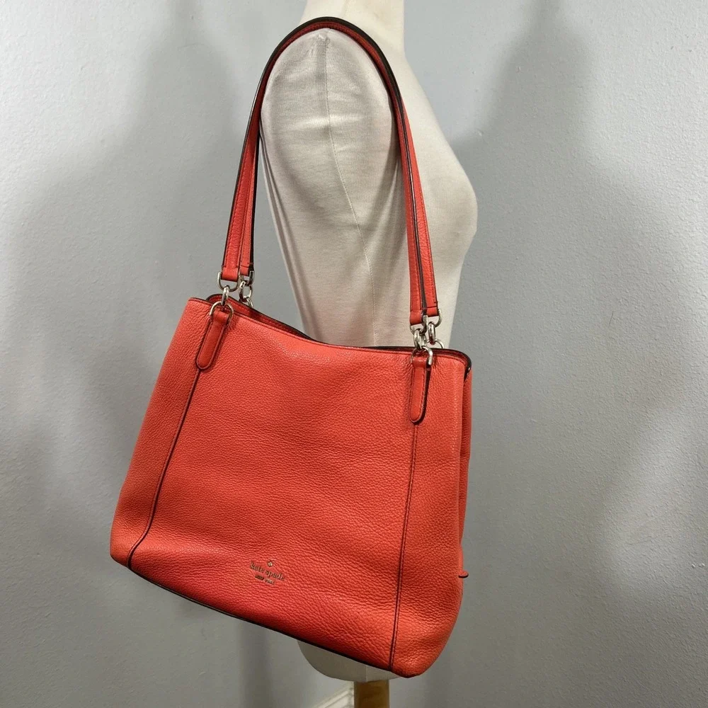 Kate Spade New York Jackson Shoulder Bag‎ Tangerine Pebbled Leather Purse